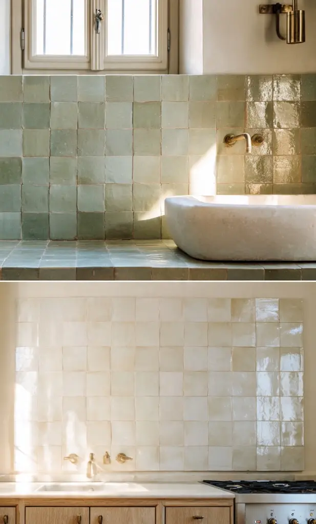 The Fassi Sage Green Zellige – Authentic Hand-Chiseled Glazed Terracotta Tiles (10x10 cm) 3.webp