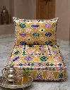 Pouf impérial “Rabat” – Broderies raffinées en coton et accents de soie fine
