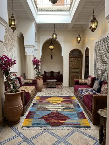 [Dar Maalma 17] Tapis “Chromatique vibrant” – Création d’art en laine naturelle pure nouée à la main